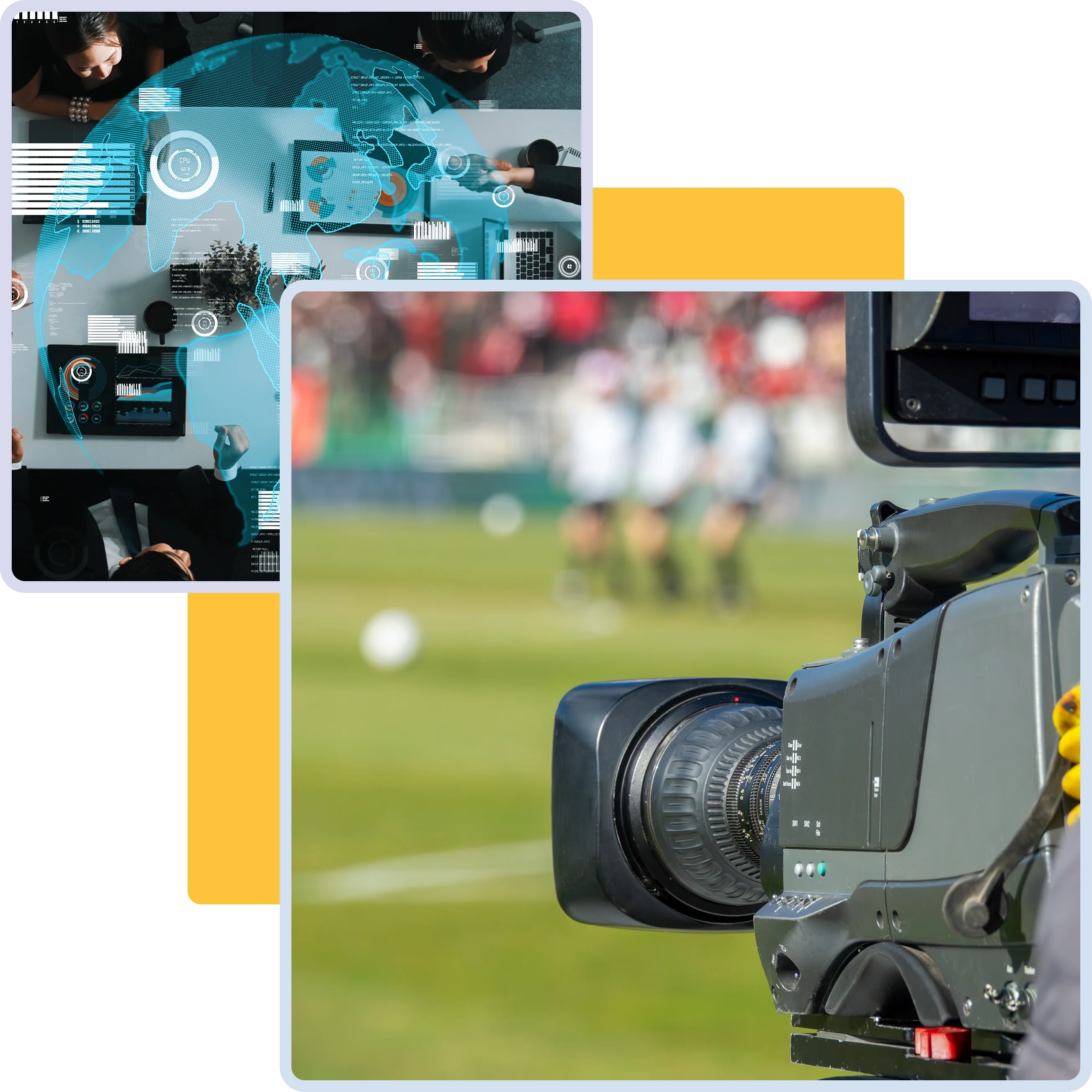 Over The Moon Soccer match filming with digital overlay graphics.